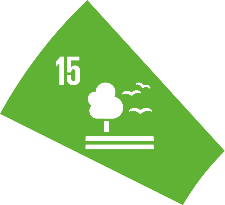 Logo af FN's 15. verdensmål for bæredygtig udvikling. Livet på land.